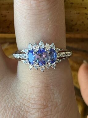 Natural Tanzanite Sterling Silver Ring Size 9